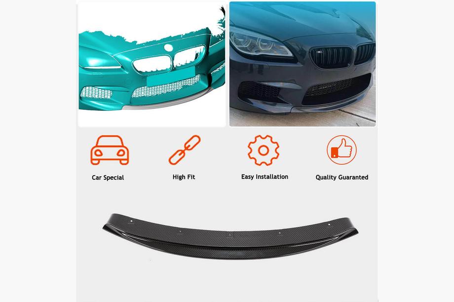 BMW řady 6 F12/F13/F06 2011–2018 Lip spoiler na přední nárazník z suchého karbonu V6 Fotografie 2