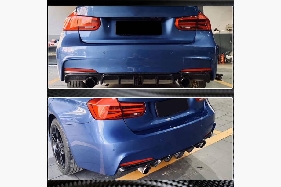 BMW řada 3 F30/F31 2012–2019 Difuzor zadního nárazníku V2 (pro F30 M-Sport, karbon) Fotografie 11