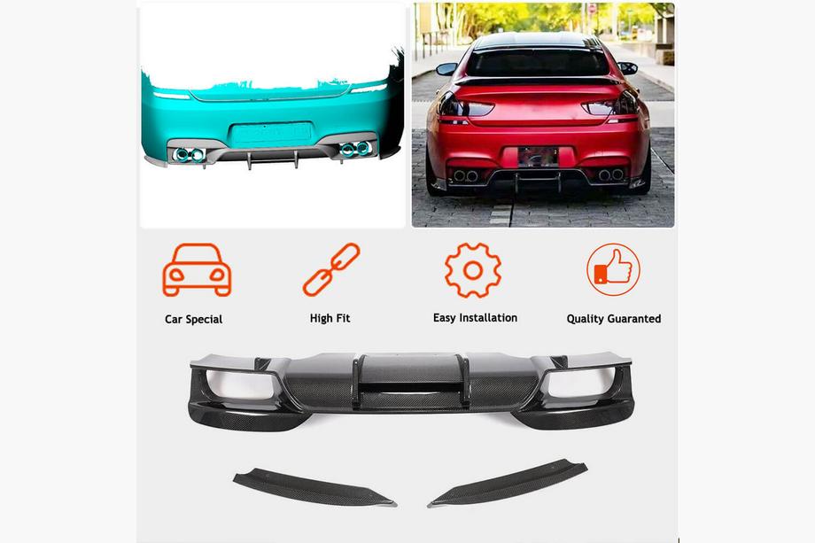 BMW řady 6 F12/F13/F06 2011–2018 Difuzor zadního nárazníku FRP V6 (pro M6) Fotografie 2