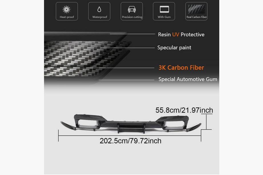 BMW řady 6 F12/F13/F06 2011–2018 Difuzor zadního nárazníku FRP V6 (pro M6) Fotografie 6