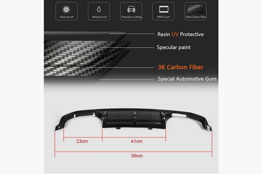 BMW řada 4 F32/F33/F36 2012–2020 Difuzor zadního nárazníku Carbon V9 (pro F82/F83) Fotografie 6