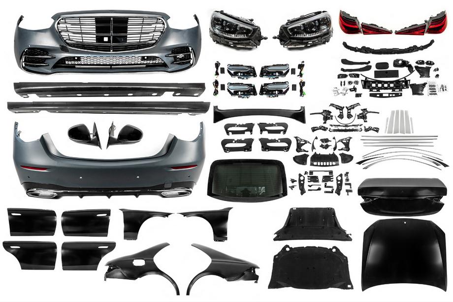 Mercedes S-class W221 2005–2013 Kompletní restylingový kit pro W223 AMG Line (včetně dveřních klik a vložek) Fotografie 1