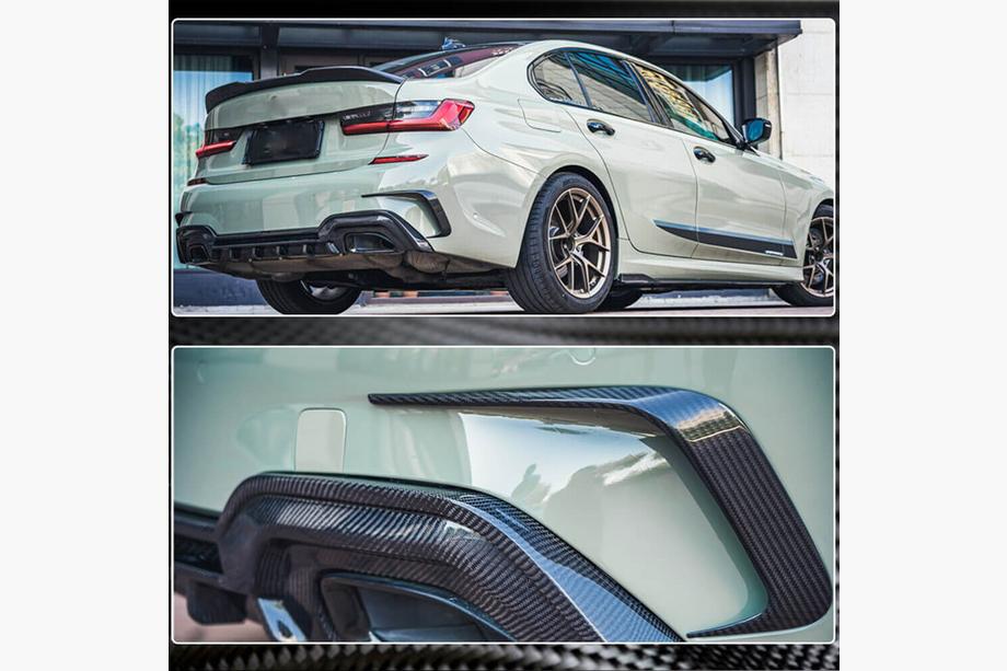 BMW řada 3 G20/G21 2018– Nástavce na zadní nárazník Flap (pro M-Sport 2018-2022, karbon) Fotografie 5