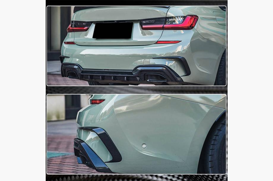 BMW řada 3 G20/G21 2018– Nástavce na zadní nárazník Flap (pro M-Sport 2018-2022, karbon) Fotografie 6