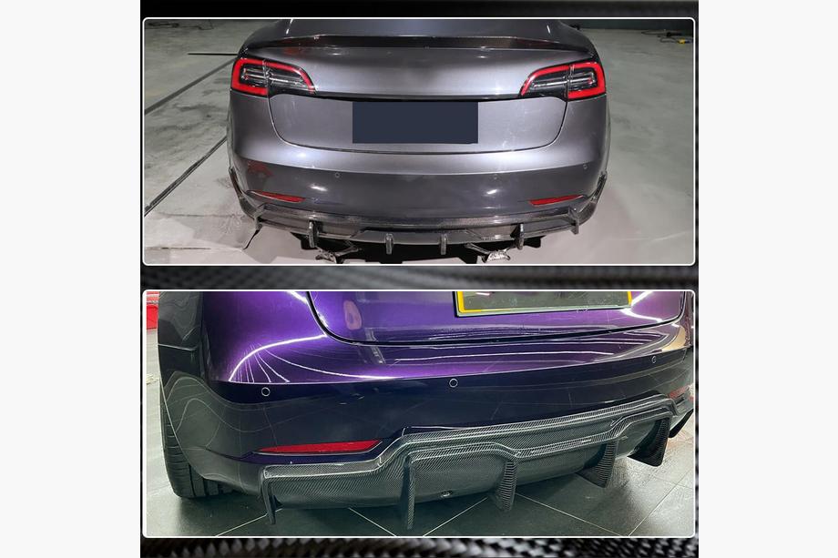 Tesla Model 3 2017– Difuzor zadního nárazníku V1 (2017-2023, karbon) Fotografie 6