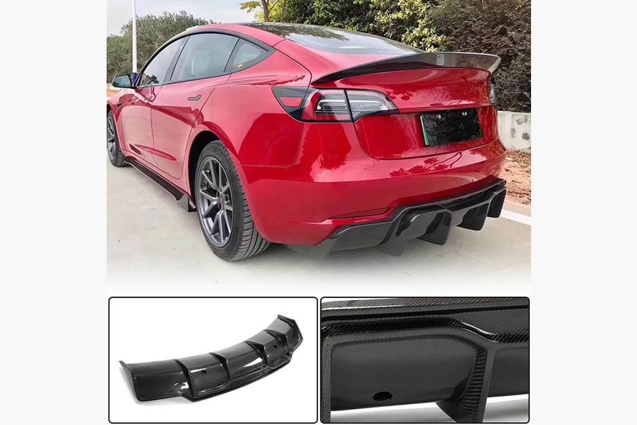 Tesla Model 3 2017– Difuzor zadního nárazníku V2 (2017-2023, karbon) Image