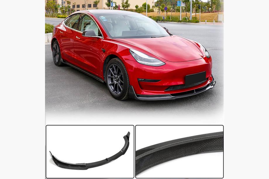 Tesla Model 3 2017– Přední lip spoiler na nárazník Lip V1 (2017-2023, karbon) Fotografie 1