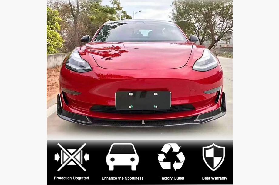 Tesla Model 3 2017– Přední lip spoiler na nárazník Lip V1 (2017-2023, karbon) Fotografie 2