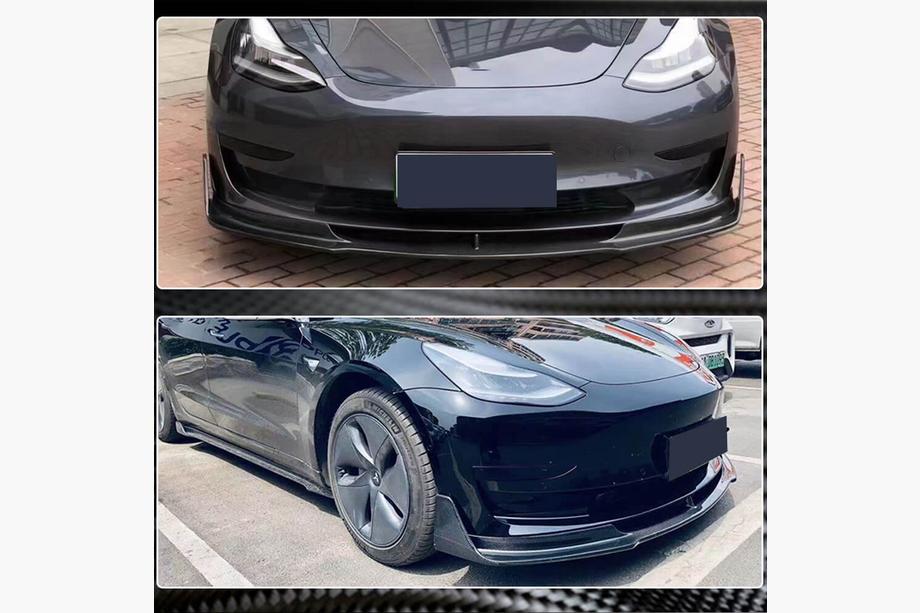 Tesla Model 3 2017– Přední lip spoiler na nárazník Lip V1 (2017-2023, karbon) Fotografie 3