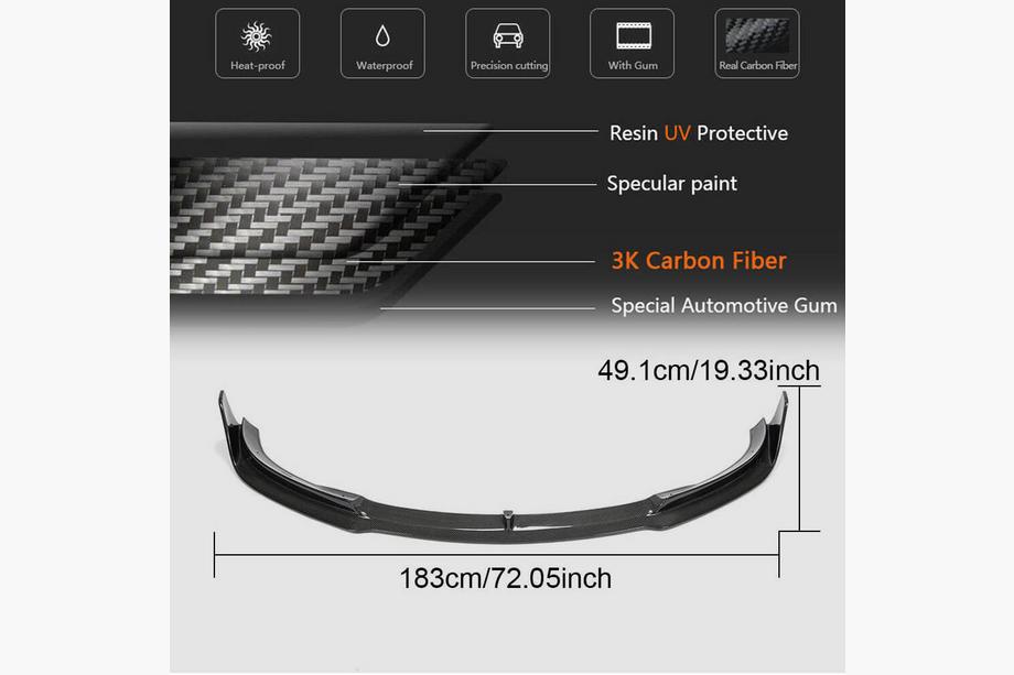 Tesla Model 3 2017– Přední lip spoiler na nárazník Lip V1 (2017-2023, karbon) Fotografie 5