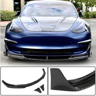 Přední lip spoiler na nárazník Lip V3 (2017-2023, karbon) Tesla Model 3 2017– fotografie 1