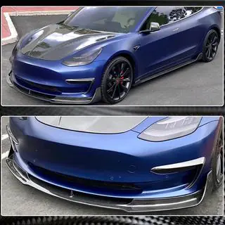 Přední lip spoiler na nárazník Lip V3 (2017-2023, karbon) Tesla Model 3 2017– fotografie 3
