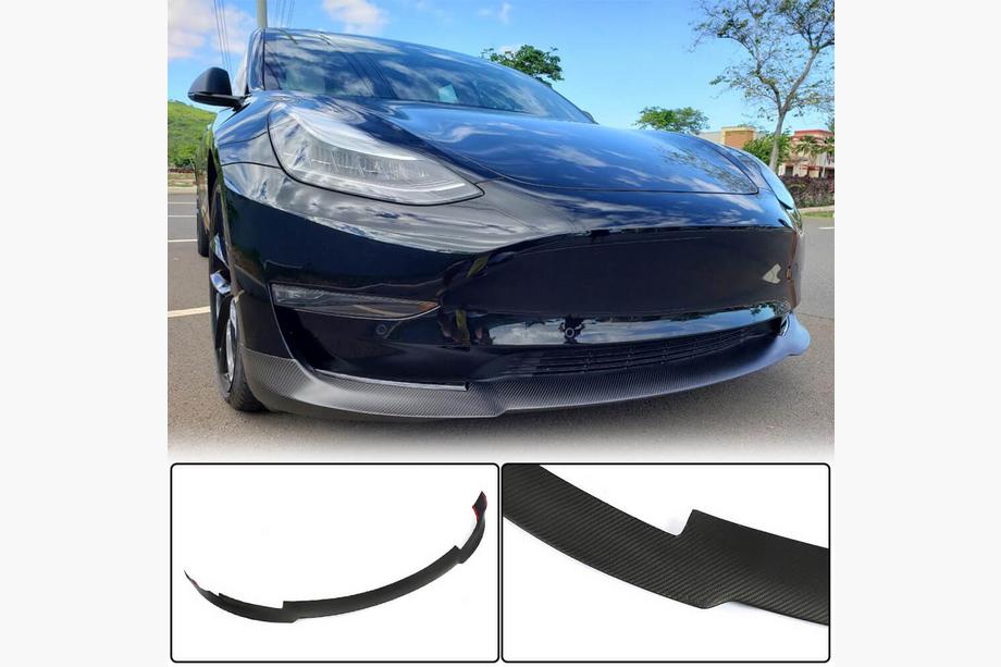 Tesla Model 3 2017– Karbonový lip spoiler předního nárazníku V6 (2017-2023) Image