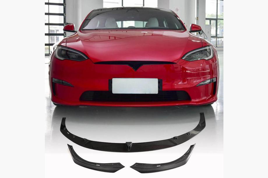 Tesla Model S 2012– Přední lip spoiler nárazníku Lip V2 (2021+, karbon) Image