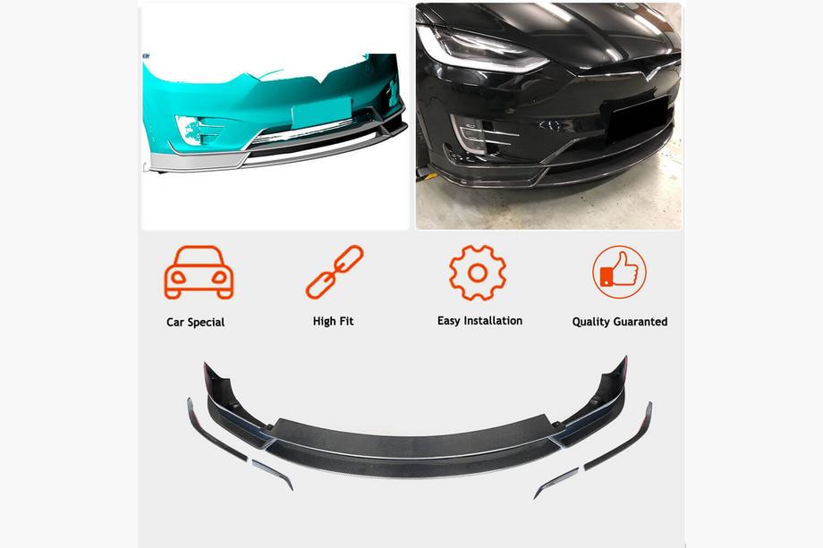 Tesla Model X 2015– Lip spoiler předního nárazníku Karbon V2 (2016-2020) Fotografie 2