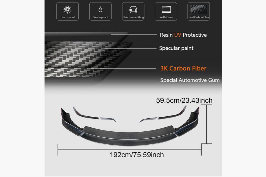 Tesla Model X 2015– Lip spoiler předního nárazníku Karbon V2 (2016-2020) Fotografie 6