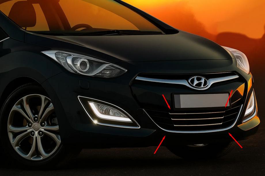 Hyundai I-30 2012–2017 Nerezové lišty na spodní mřížku a kolem STYLE Image