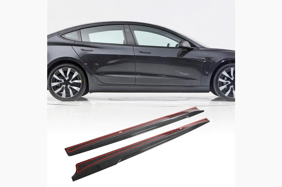 Tesla Model 3 2017– Prahové nástavce V1 (2017-2023, karbon) Image
