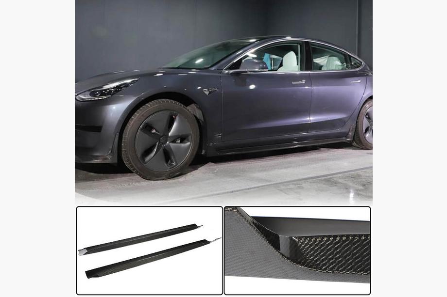 Tesla Model 3 2017– Prahové nástavce V4 (2017-2023, karbon) Image