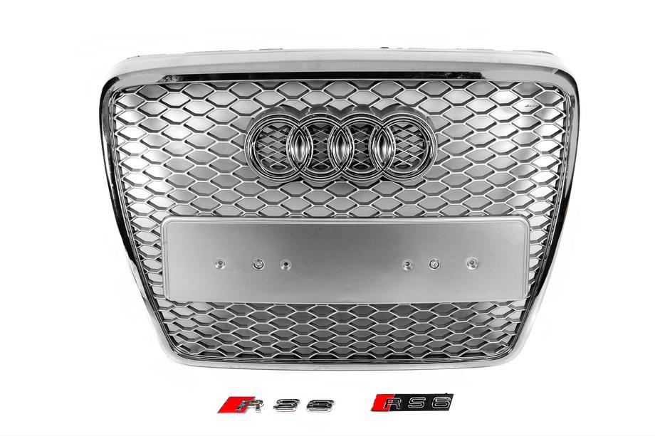 Audi A6 C6 2004–2011 Přední maska RS-style (šedá s chromem) Image