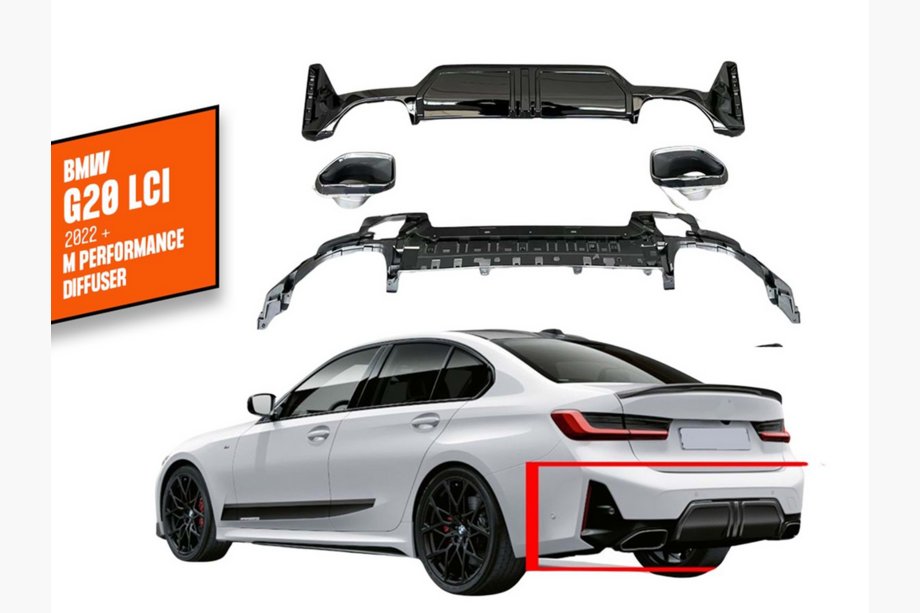 BMW řada 3 G20/G21 2018– Zadní difuzor s výfukovými koncovkami DPT (2022+, M-Perfomance) Image