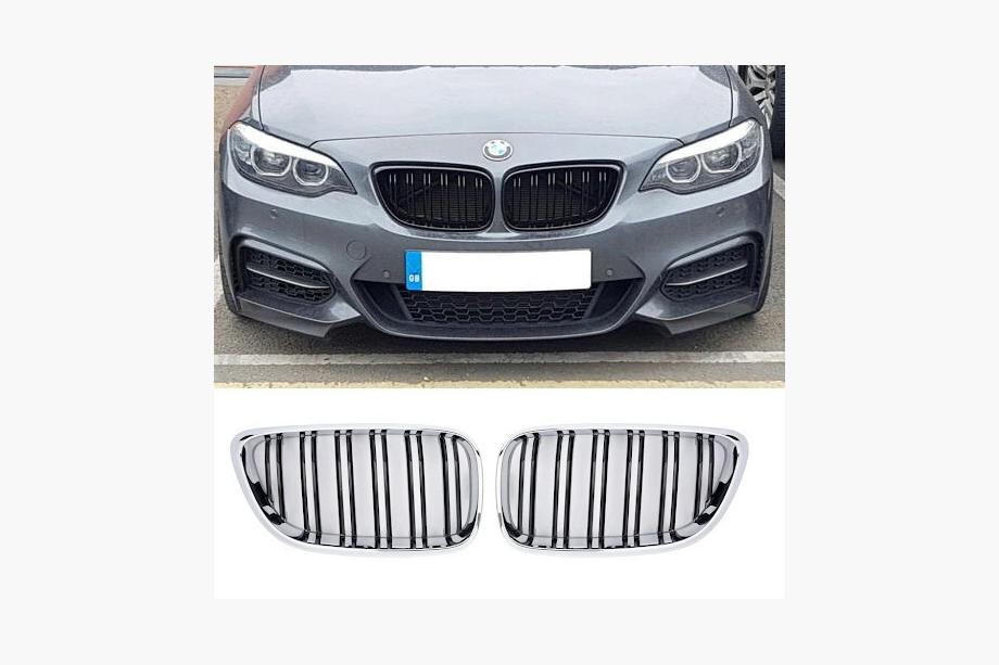 BMW řady 2 F22/F23 2014–2021 Ledvinky M-Look (lesklá černá s chromovým lemem) Fotografie 2