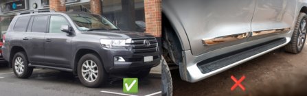 Toyota Land Cruiser 200 2007–2021 Přední lapače nečistot (2 ks, pro prahy bez podsvícení) fotografie 2