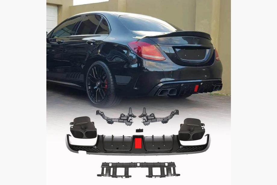 Mercedes C-Class W205 2014–2021 Difuzor zadního nárazníku s koncovkami výfuku (pro SD C43 AMG 2015-2019, karbon) Image
