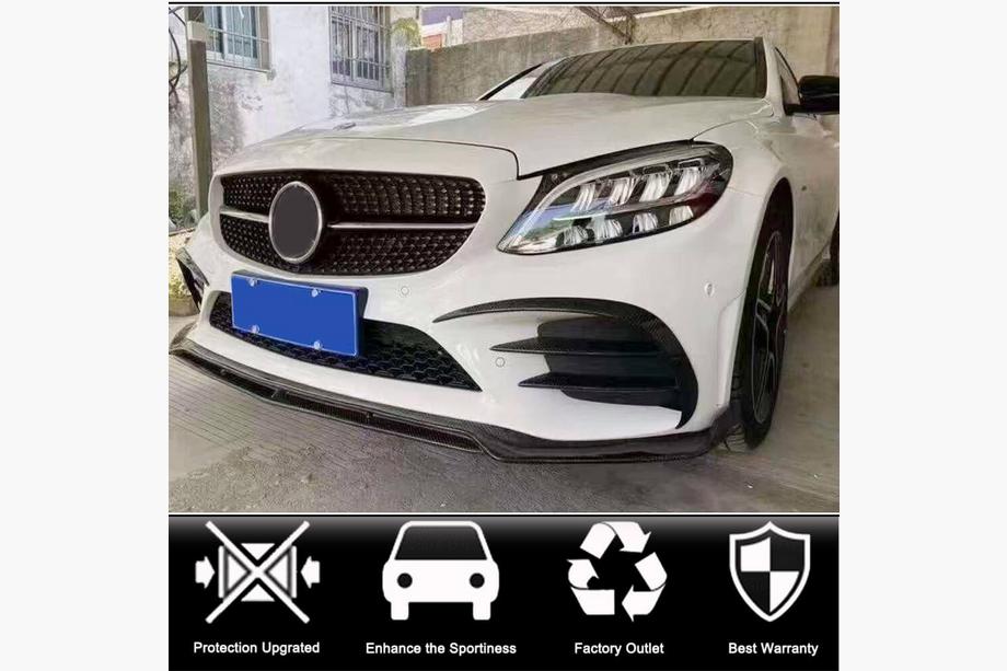 Mercedes C-Class W205 2014–2021 Nástavce (lip spoiler) předního nárazníku (pro SD AMG-Line 2015-2019, karbon) Fotografie 2