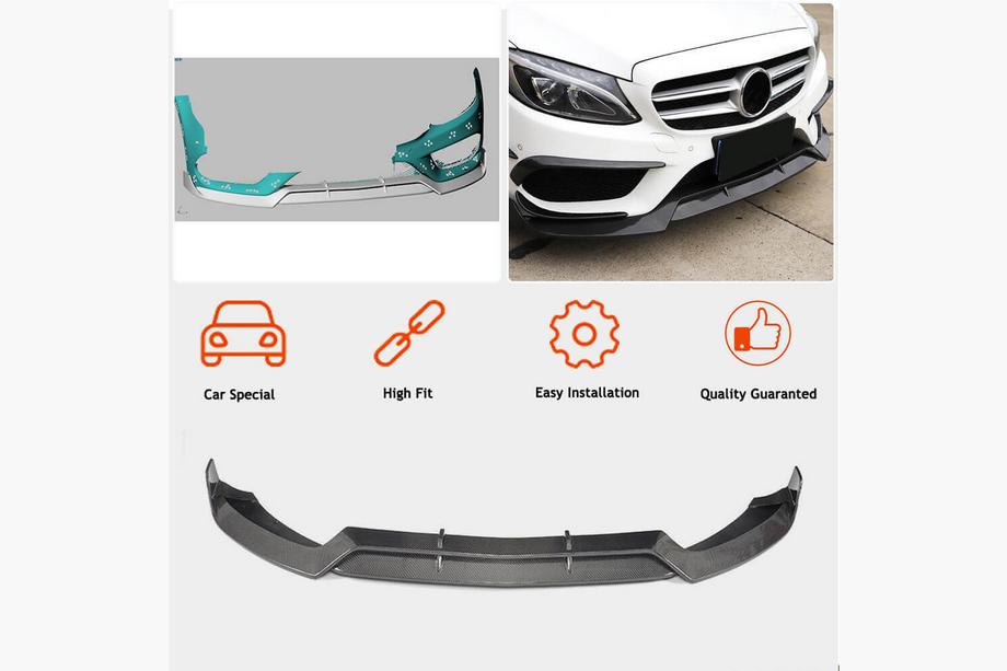 Mercedes C-Class W205 2014–2021 Přední lip spoiler na nárazník V2 (pro C43 AMG 2015-2019, karbon) Fotografie 2