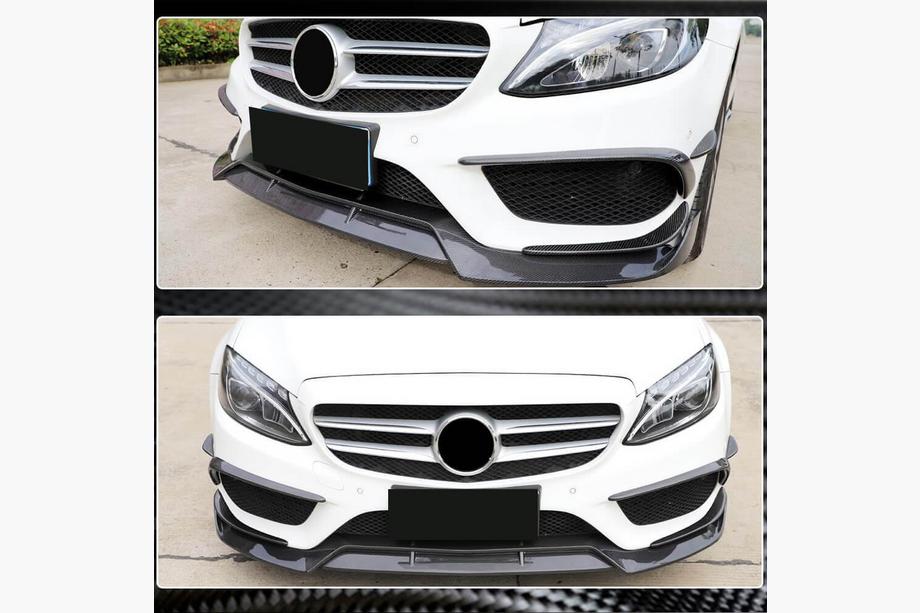 Mercedes C-Class W205 2014–2021 Přední lip spoiler na nárazník V2 (pro C43 AMG 2015-2019, karbon) Fotografie 4