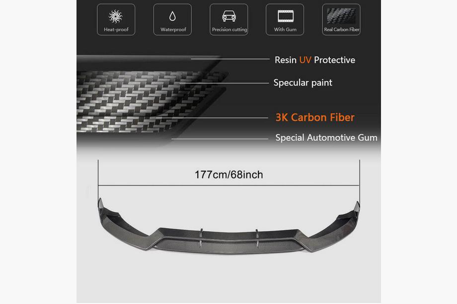 Mercedes C-Class W205 2014–2021 Přední lip spoiler na nárazník V2 (pro C43 AMG 2015-2019, karbon) Fotografie 6