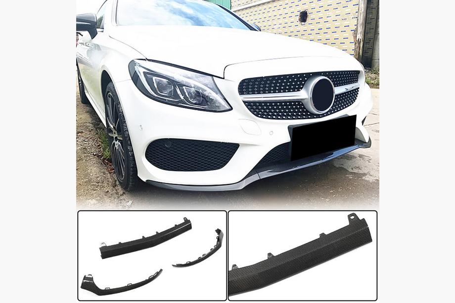 Mercedes C-Class W205 2014–2021 Karbonový přední lip nástavec nárazníku Lip V4 (pro C43 AMG 2015-2019) Image