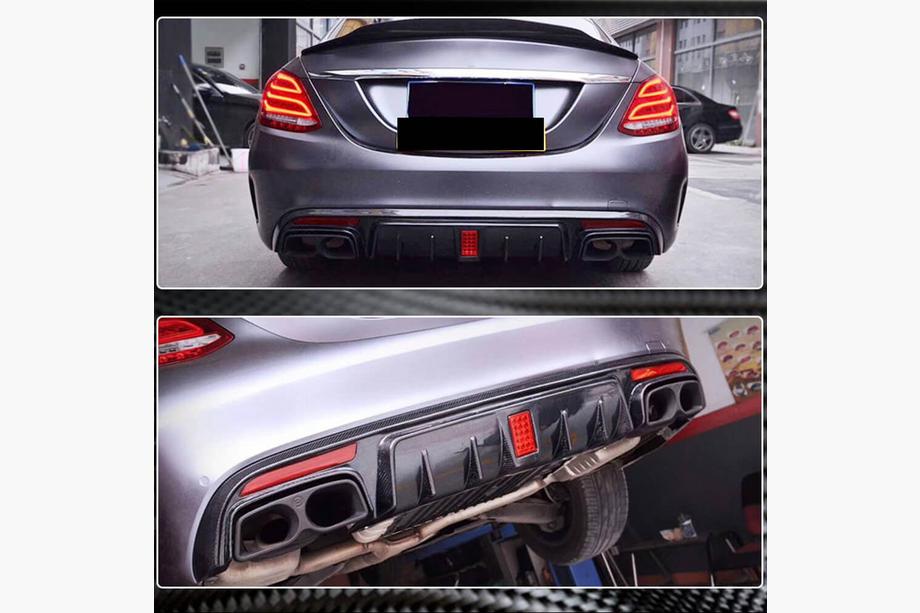 Mercedes C-Class W205 2014–2021 Difuzor zadního nárazníku V2 (pro SD C43/C63 AMG 2015-2019, karbon) Fotografie 1