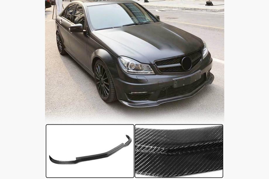 Mercedes C-class W204 2007–2015 Přední lip na nárazník Lip V2 (pro AMG 2012-2014, suchý karbon) Image
