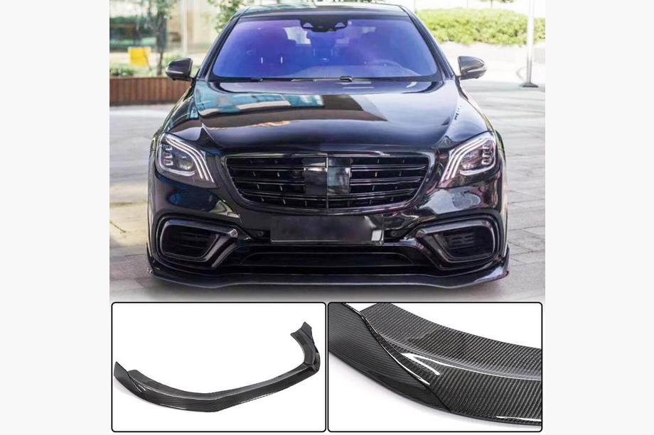 Mercedes S-Class W222 2013–2022 Karbonový přední lip spoiler na nárazník (pro S63/S65 AMG 2018-2022) Fotografie 2