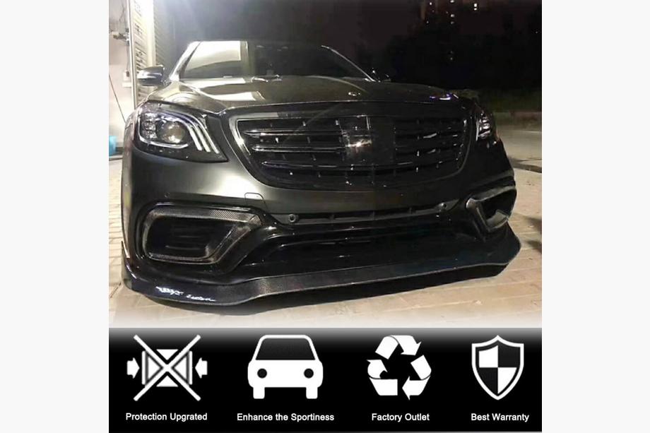 Mercedes S-Class W222 2013–2022 Karbonový přední lip spoiler na nárazník (pro S63/S65 AMG 2018-2022) Fotografie 3