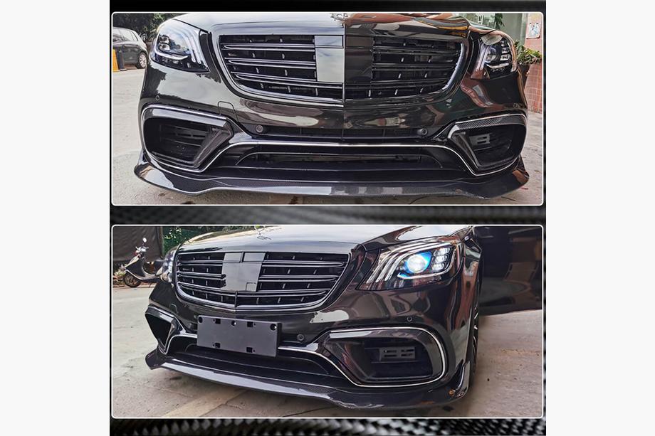 Mercedes S-Class W222 2013–2022 Karbonový přední lip spoiler na nárazník (pro S63/S65 AMG 2018-2022) Fotografie 4