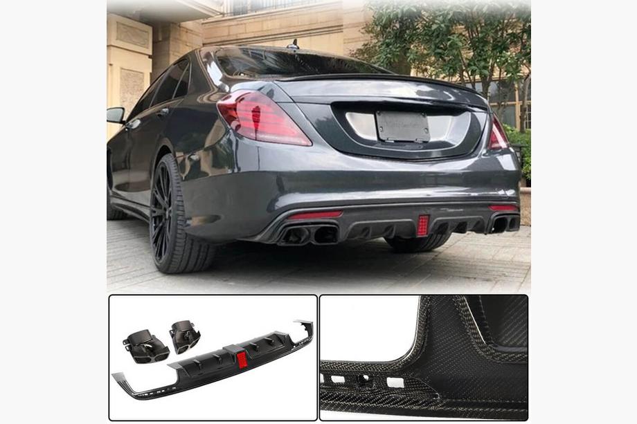 Mercedes S-Class W222 2013–2022 Difuzor zadního nárazníku s výfukovými koncovkami (pro S63 AMG 2014-2017, karbon) Image