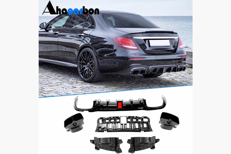 Mercedes E-class W213 2016–2023 Difuzor zadního nárazníku s koncovkami V1 (pro AMG/AMG-Line 2016-2019, karbon) Image