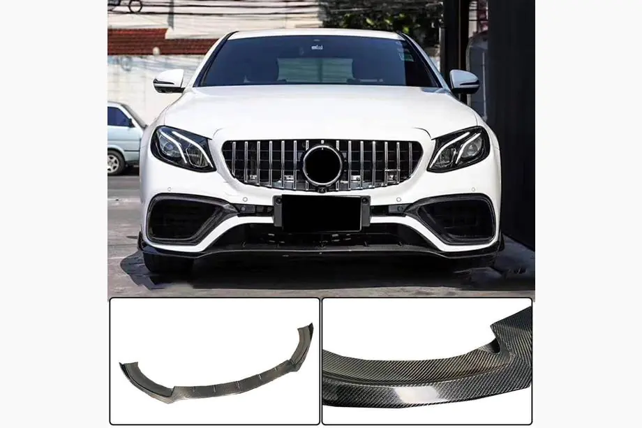 Mercedes E-class W213 2016–2023 Karbonový přední lip spoiler V1 na přední nárazník (pro E63 AMG 2016-2019) Image