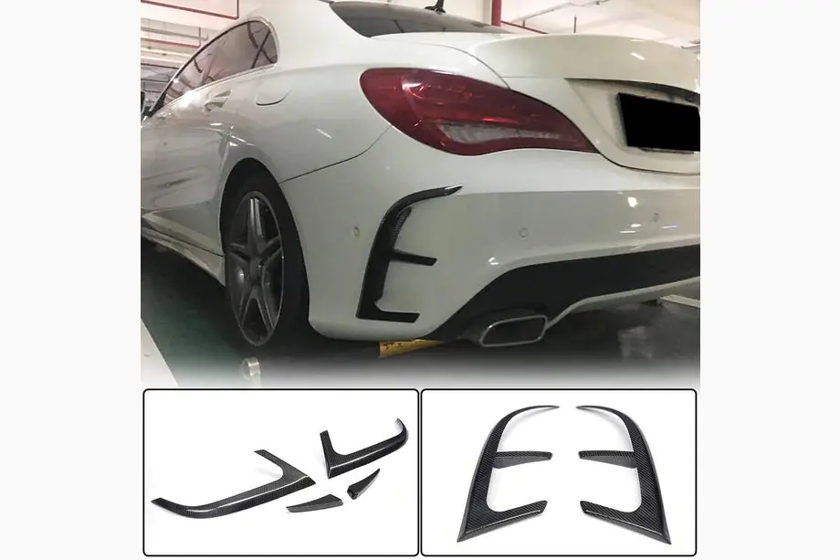 Mercedes CLA C117 2013–2019 Karbonové kryty zadního nárazníku (pro AMG-Line / CLA45 AMG SD 2013-2016) Fotografie 1