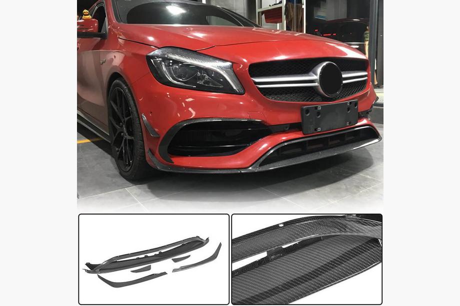 Mercedes A-class W176 2012–2018 Karbonový lip spoiler na přední nárazník (pro AMG-Line / A45 AMG HB 2016-2018) Image
