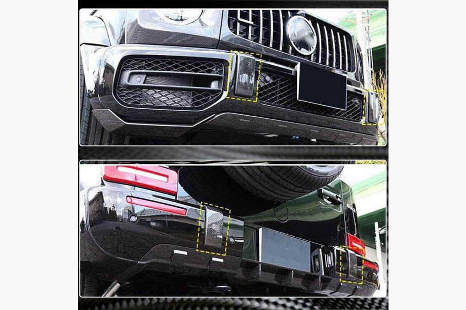 Mercedes G-Class W463 2018–2024 Sada karbonových nástavců na přední a zadní nárazník (pro G63 AMG, suchý karbon) Fotografie 4