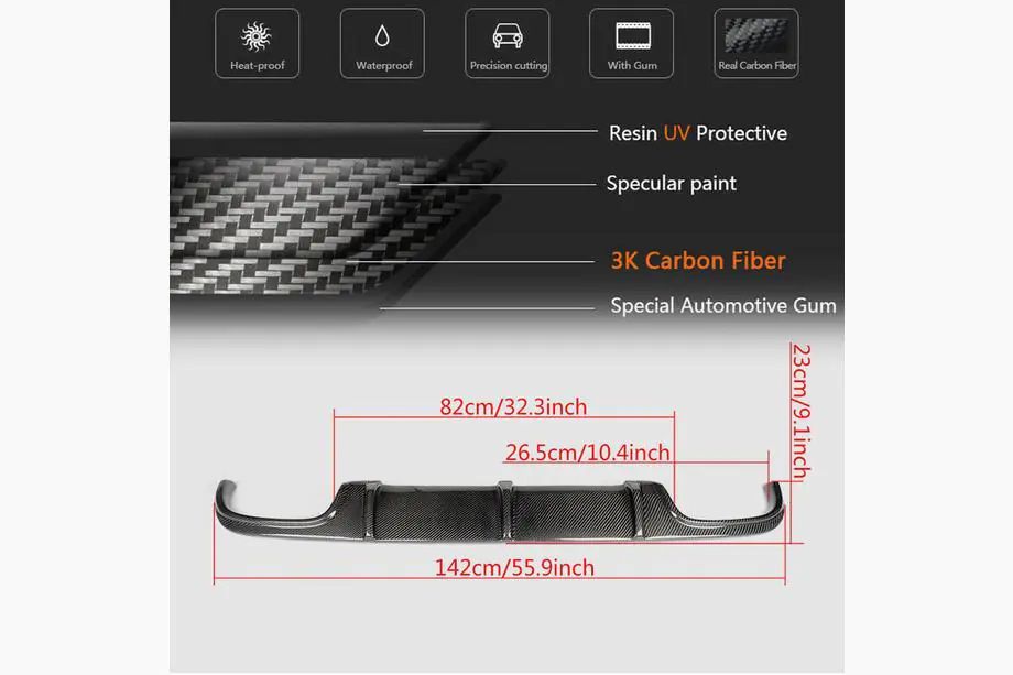 Mercedes E-class W211 2002–2009 Karbonový difuzor zadního nárazníku pro E55 AMG 2003-2006 Fotografie 6