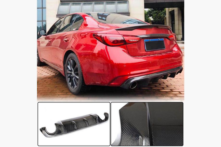 Infiniti Q50/Q60 2013–2024 Difuzor zadního nárazníku V2 (pro Q50 Base/Sport 2018-2023, karbon) Fotografie 1