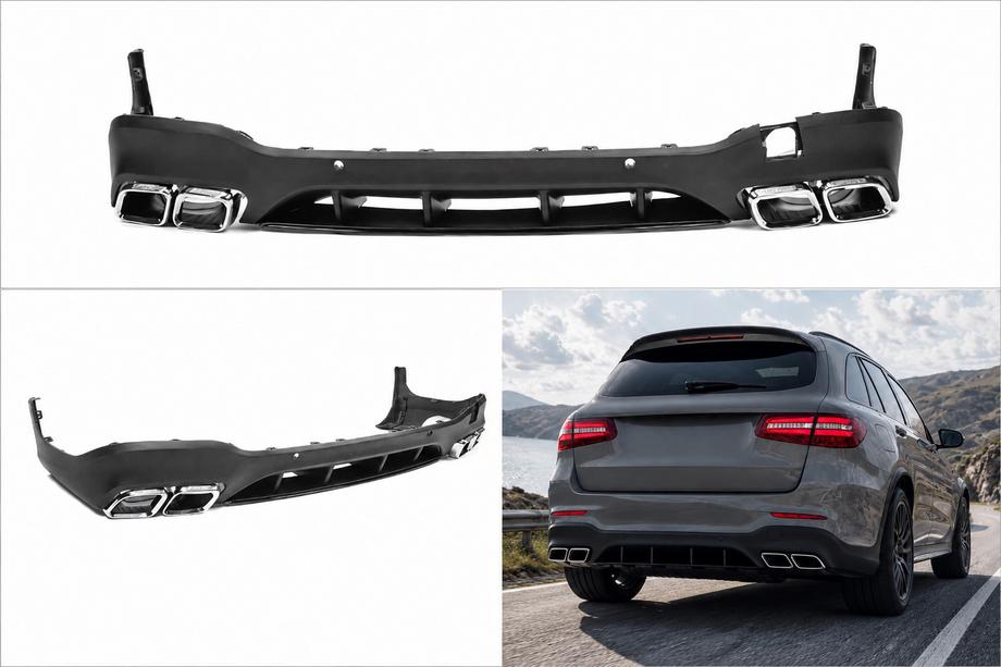 Mercedes GLC X253 2015–2022 Zadní difuzor s koncovkami výfuku Silver (design AMG63) Image