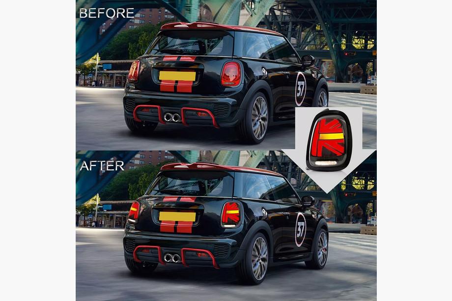 Mini Cooper F55/56/57 2014–2023 Zadní LED světla ve stylu Union Jack, červená (2 ks) Image