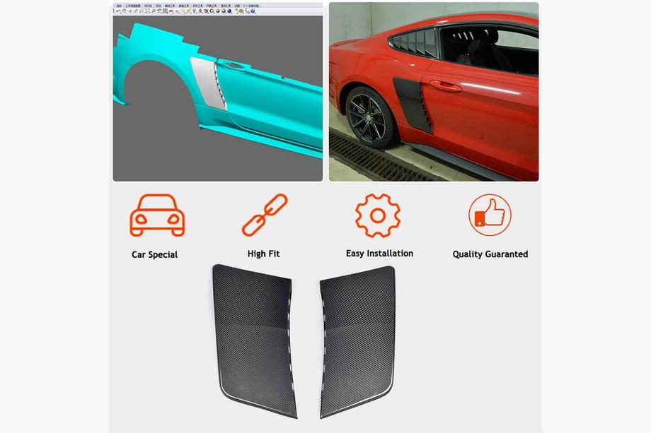 Ford Mustang 2015–2023 Nástavce zadních blatníků (2015-2017, karbon) Fotografie 2