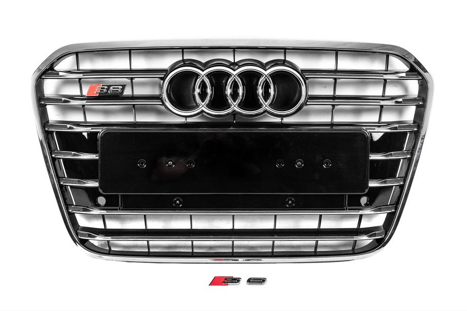 Audi A6 C7 2011–2017 Přední černá mřížka chladiče s chromovým rámečkem S-style (2011-2014) Image